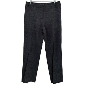 Lafayette 148 Dress Pants 10 Navy Blue Gold Straight Classic Virgin Wool Lined